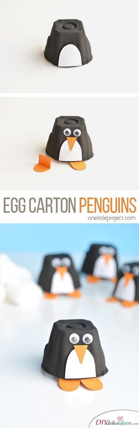 DIY Bastelideen mit Eierkartons - Pinguin
