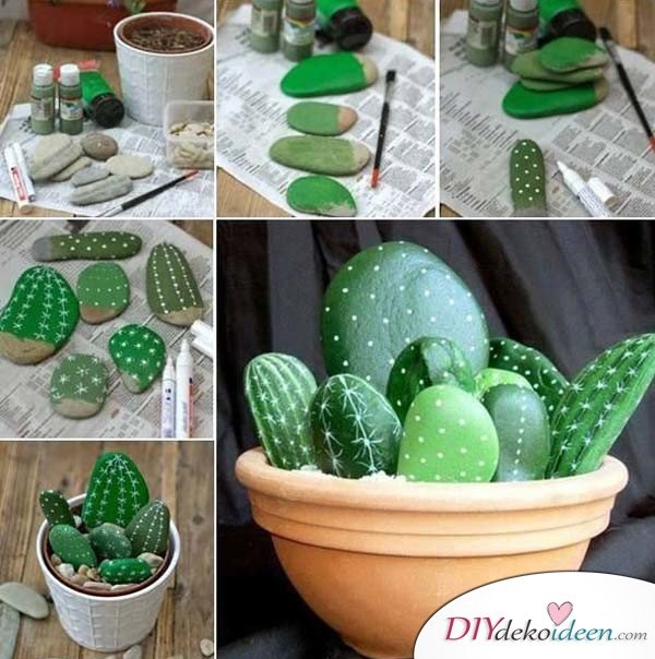DIY Kaktussteine – Gartendeko selber machen 