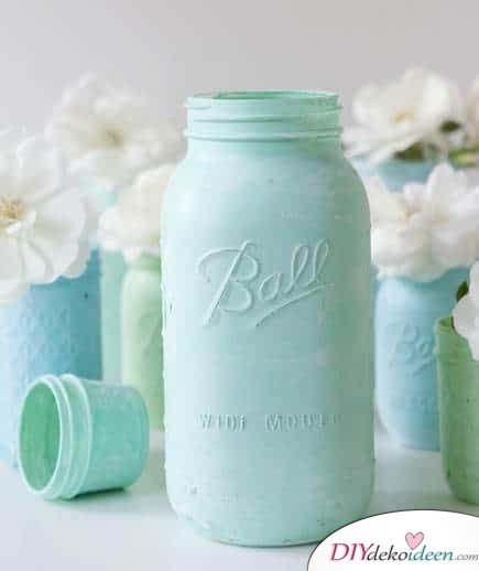 DIY Hochzeitsdekoration Bastelideen - Einmachglas als Vase