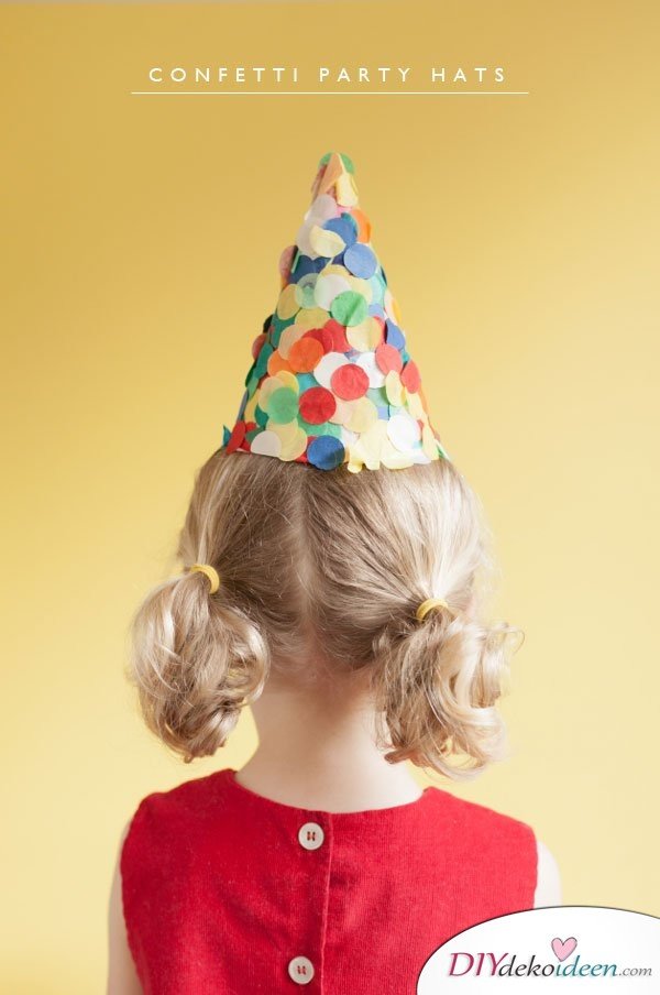 DIY Bastelideen für Kinderpartys - Partyhut mit Konfetti 
