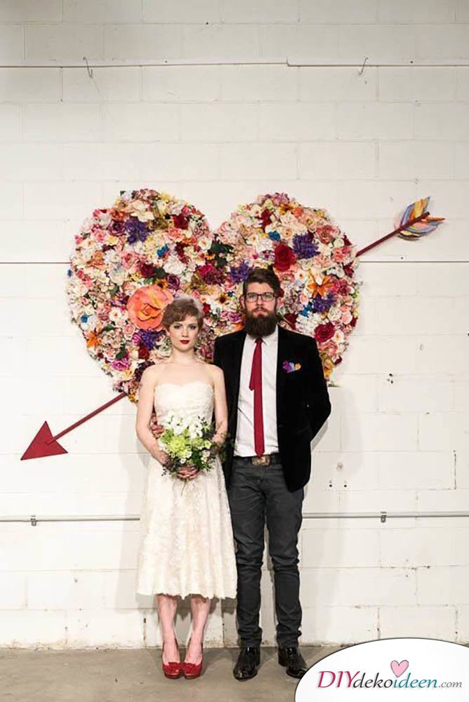 DIY Hochzeitsfoto Hintergrund - Blumenschmuck 