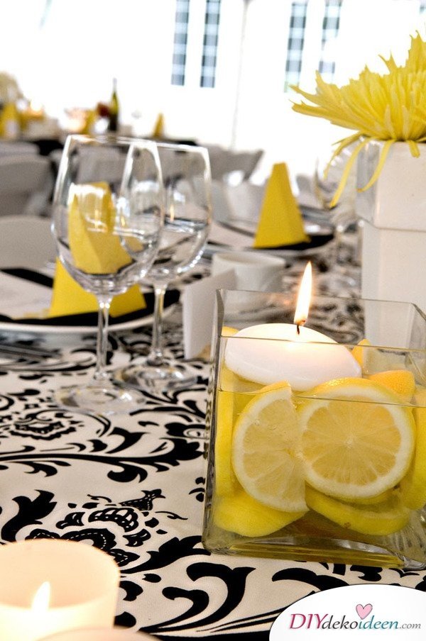 Tischdeko mit Zitronen - DIY Dekoideen