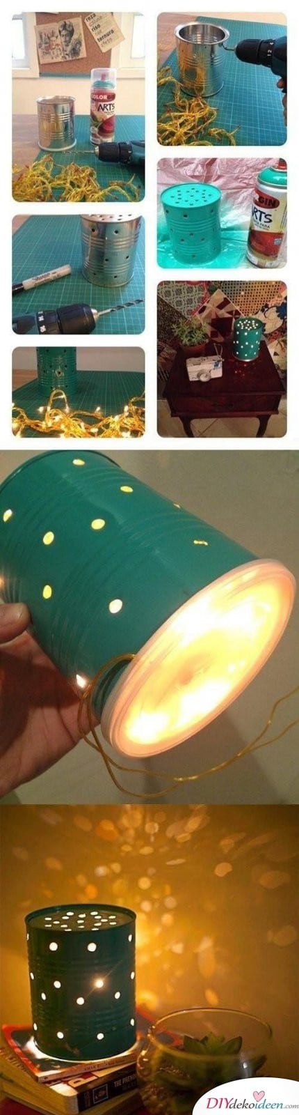 15 Bastelideen DIY Lampen selber machen - DIY Dosenlampe 