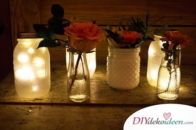 Hochzeitsdeko mit Einmachgläsern - DIY Beleuchtung Hochzeit