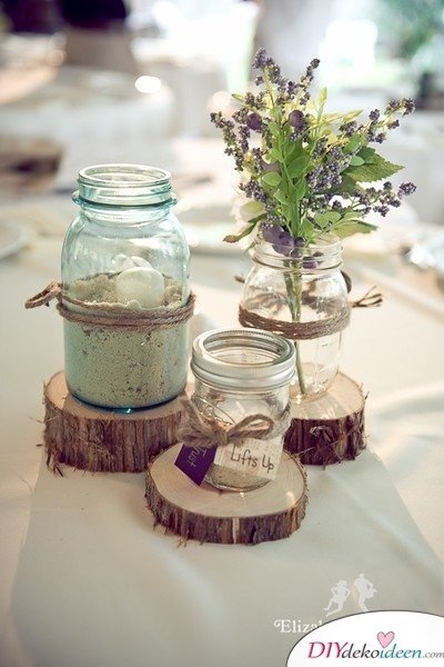Hochzeitsdeko mit Einmachgläsern - Tischdeko Ideen