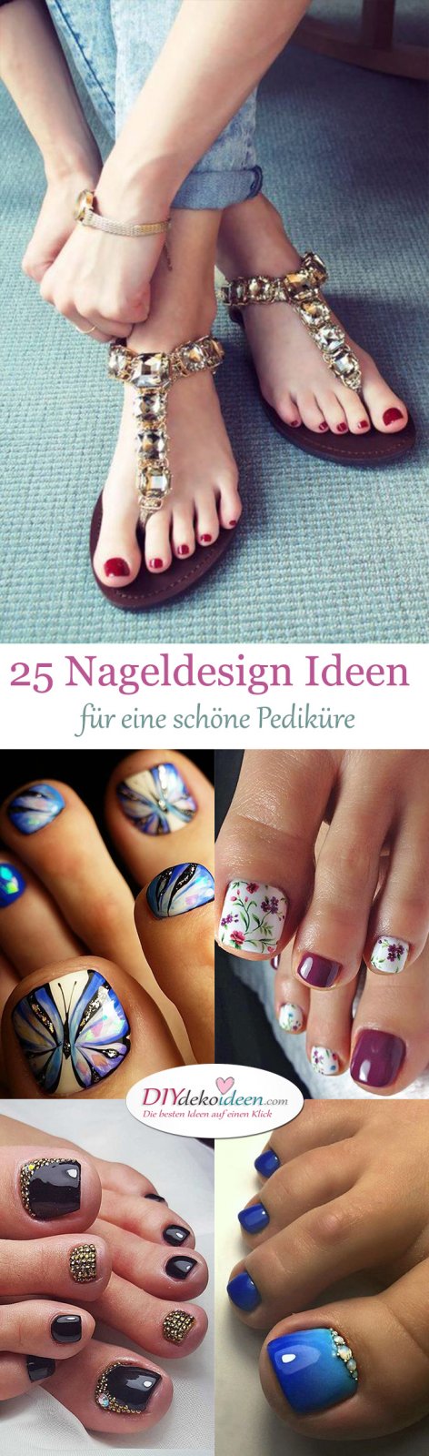 25 Pediküre Ideen für schöne Zehennägel Designs