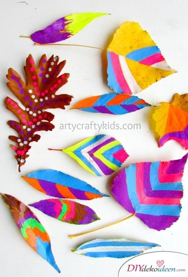 Herbstbasteln für Kinder - Leichte DIY Bastelideen - basteln mit Blättern Herbst 