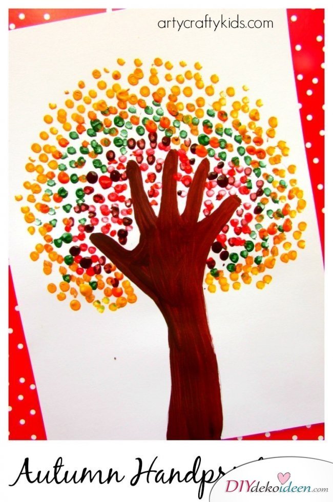 Herbstbasteln für Kinder - Leichte DIY Bastelideen - malen mit Kleinkindern 