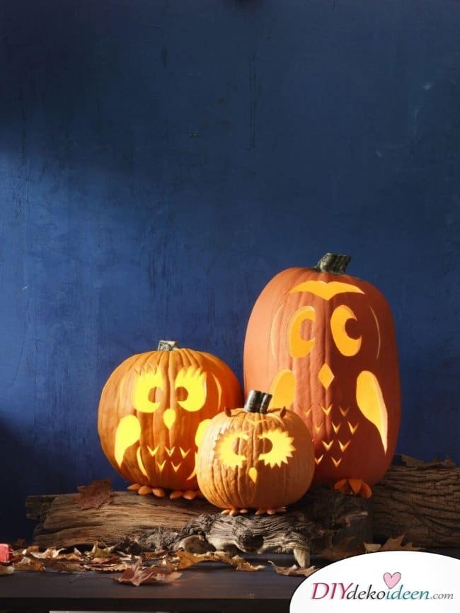Kürbis schnitzen zu Halloween - Kürbislaternen Ideen zum selber machen 