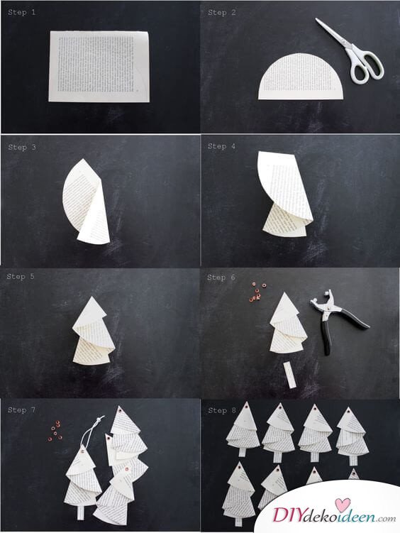 15 einfache Bastelideen für Weihnachten, die Freude bringen - Weihnachten 2017 -Weihnachtsdeko basteln - basteln mit Papier - Papiertanne basteln