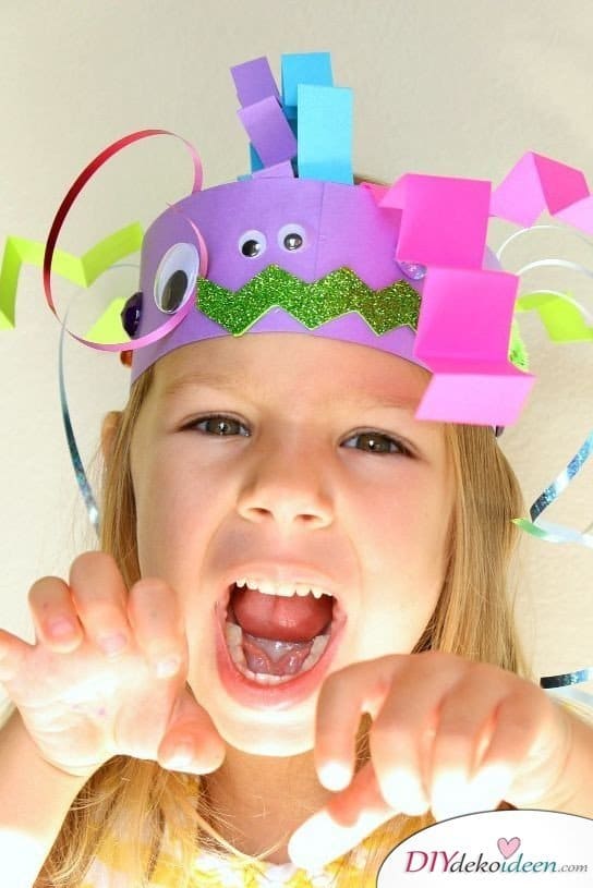 Halloween Deko basteln mit Kindern - 10 Bastelideen - Monster-Stirnbänder