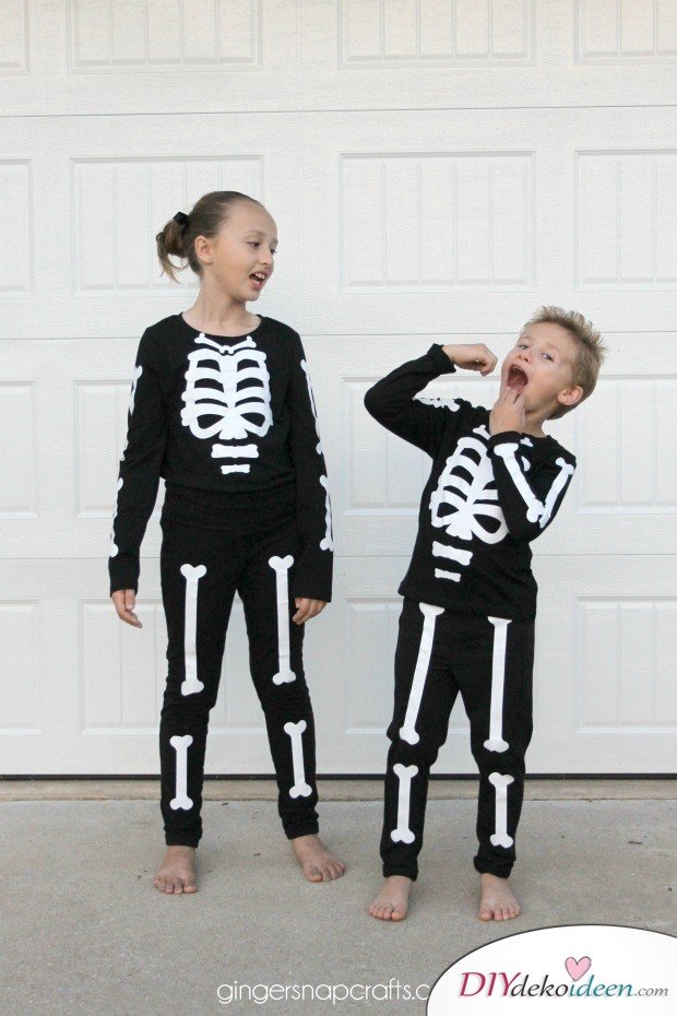 11 Halloween Kostüm Ideen für Kinder - DIY Skelett Kostüm 