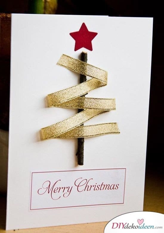 Tannenbaum Karten basteln für Weihnachten 