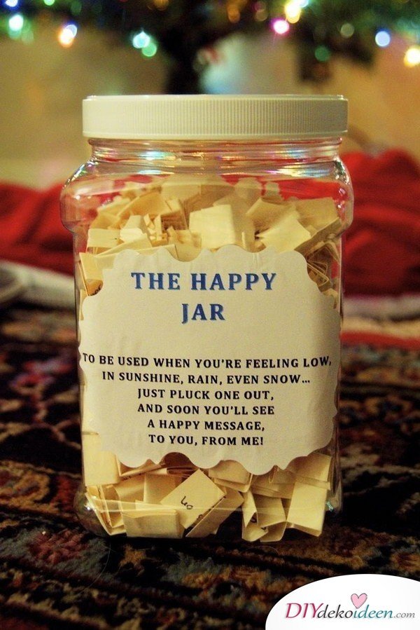 selbstgemachte Weihnachtsgeschenk Ideen- Happy Jar