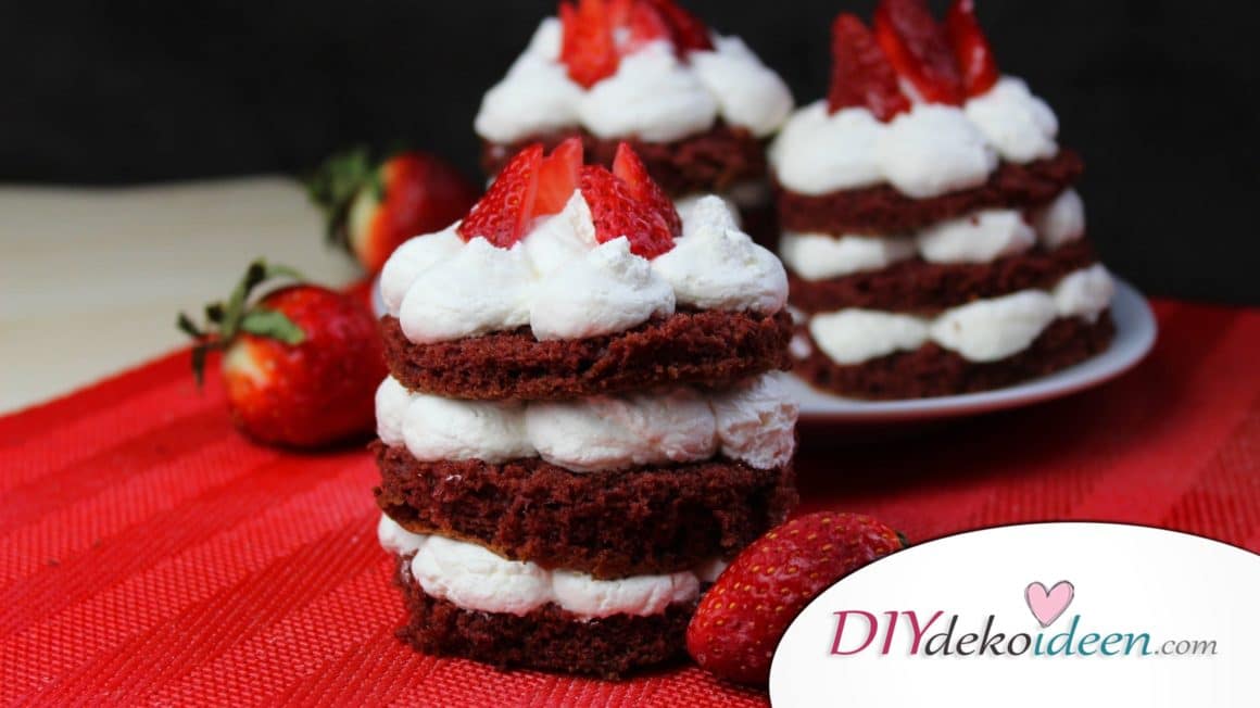 Valentinstag Mini Früchte Red Velvet Cake
