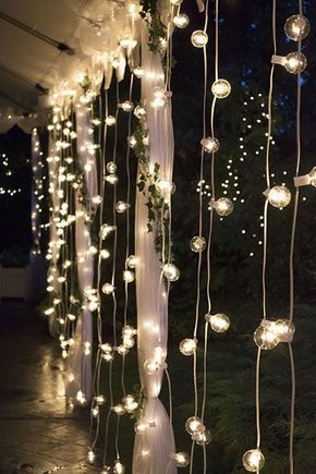 Hochzeitsdeko Ideen mit Lichterketten