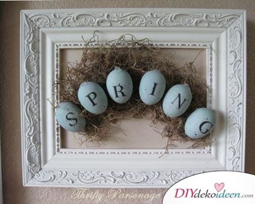 Frühlingsdekoration Ideen – Wanddeko mit Eiern