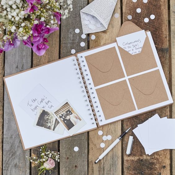 Gästebuch mit Briefumschlägen - Hochzeitsgästebuch Ideen