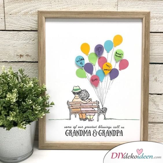Luftballonbild – Geschenkidee für Oma und Opa