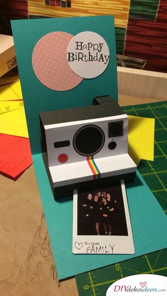 Foldable Birthday Card with Polaroid Camera 