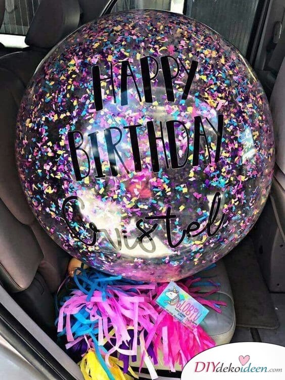 Konfettiluftballon – Geschenk zum Geburtstag