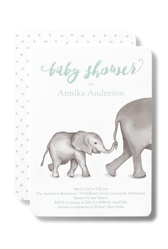 Elefanten Einladung für die Babyparty