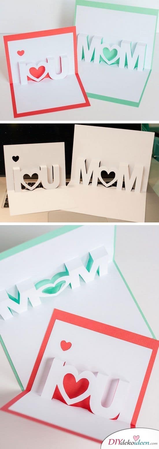 Aufklappbare Karten mit Schriftzug - Geschenkideen für Mama