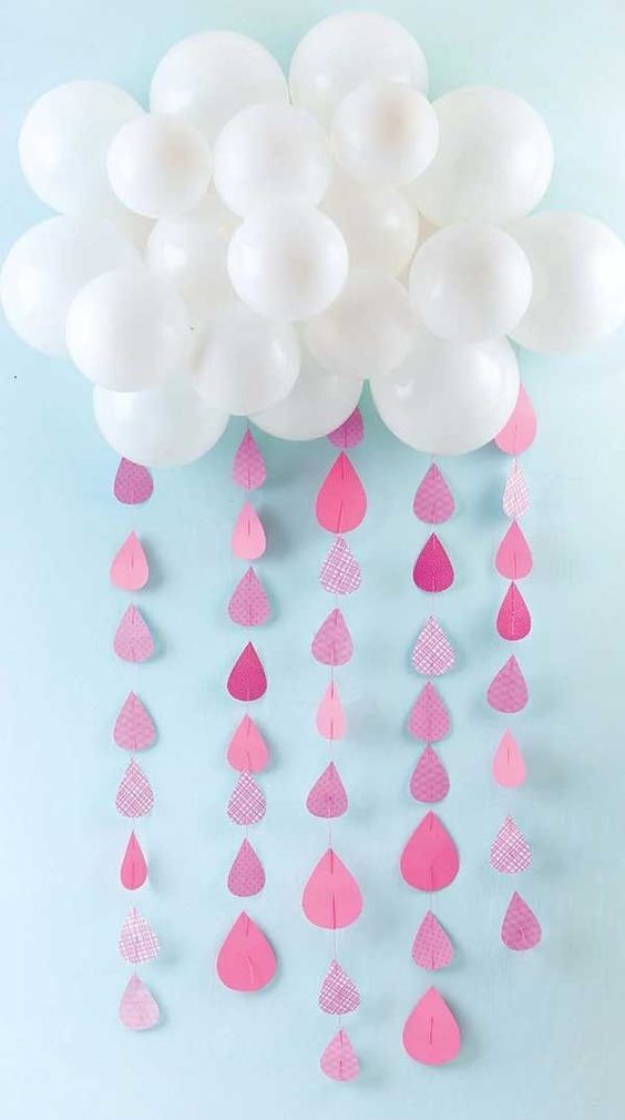 Baby Shower Deko – Regenwolke aus Luftballons