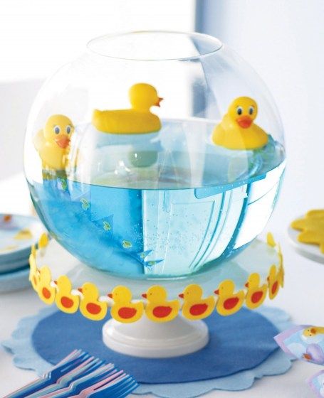 Swimming Quietscheentchen - Babyparty Deko basteln 