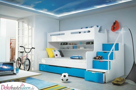 Blau und Weiß – Einfache und schlichte Kinderzimmer Ideen für kleine Zimmer