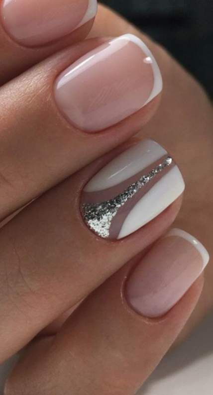 French Nails - Fine Details in Silver and White 