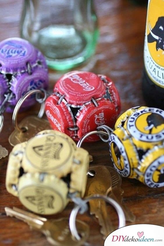 Keychains made of crown corks 