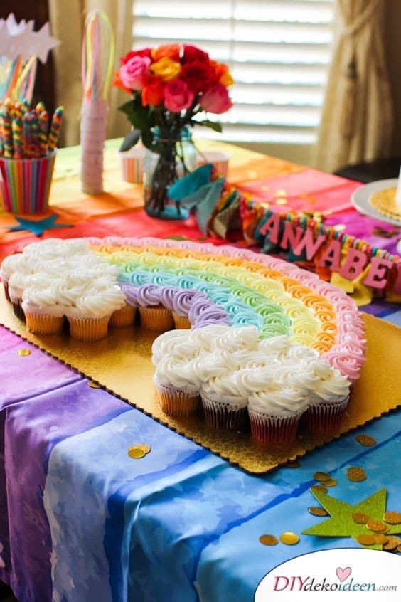 Regenbogen-Cupcakes – Geburtstagskuchen Ideen