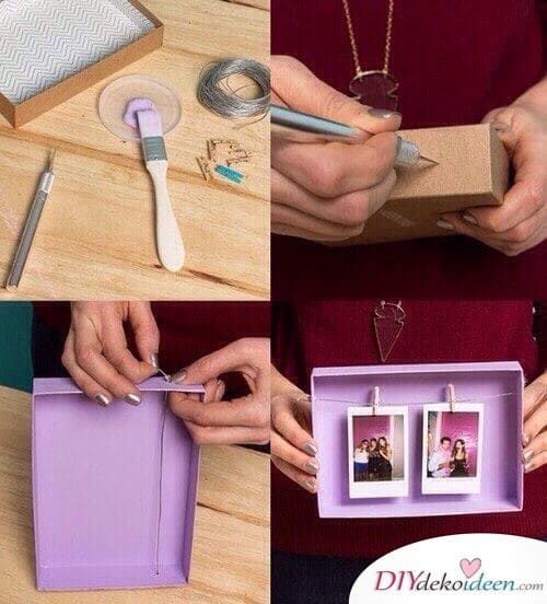 Fotobox mit Polaroids - Geschenk für Freundin selber machen