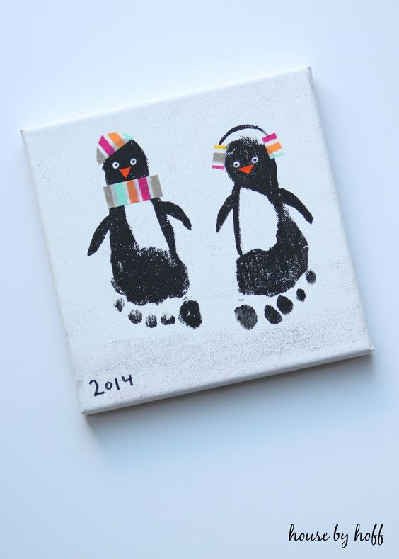 Pinguine mit Füßen malen