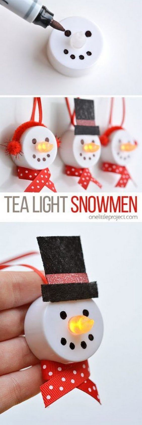 Schneemänner aus Teelichtern - Süß für Weihnachten
