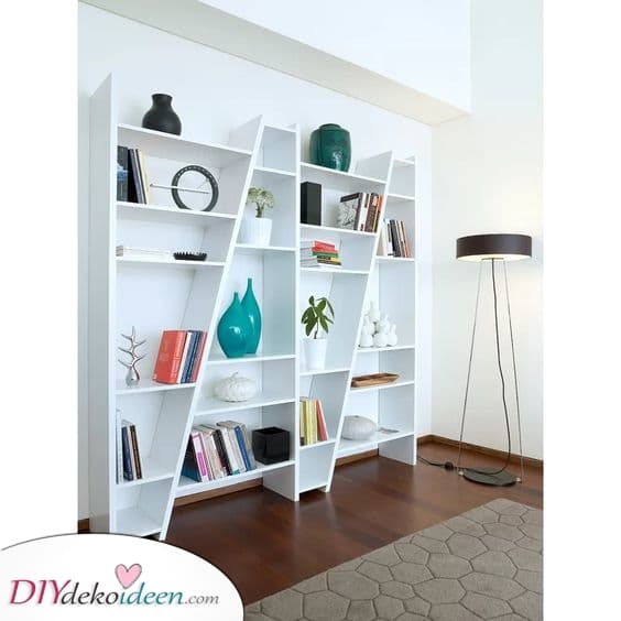 Ein diagonales Design – Moderne Bücherregale