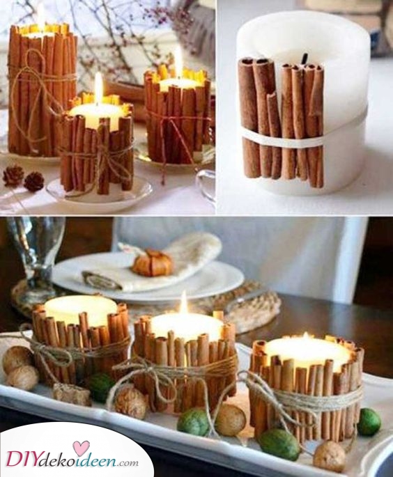 Kerzenhalter aus Zimtstangen