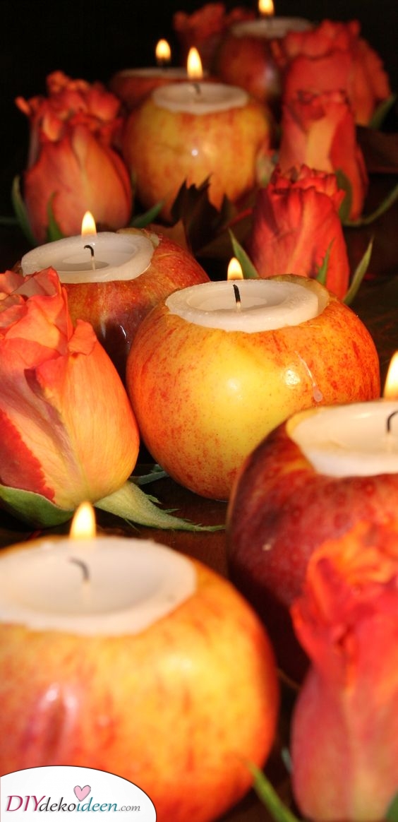 Kerzen aus Äpfeln