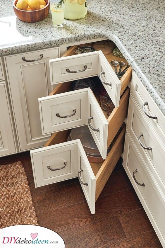Schubladen in der Ecke – Eckküchenschrank Ideen