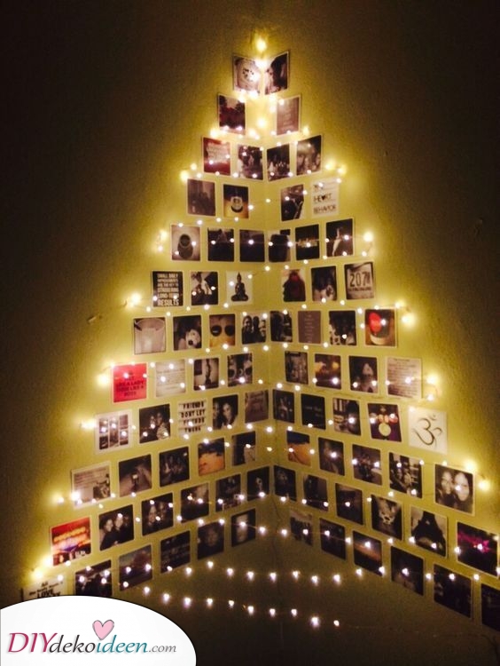 Bastle einen Weihnachtsbaum aus Fotos und Erinnerungen