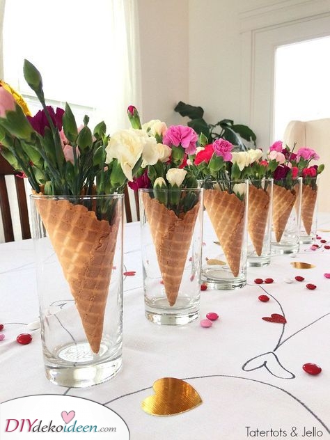 Blütenkegel für die Sommer Tischdeko – Statt Eiscreme