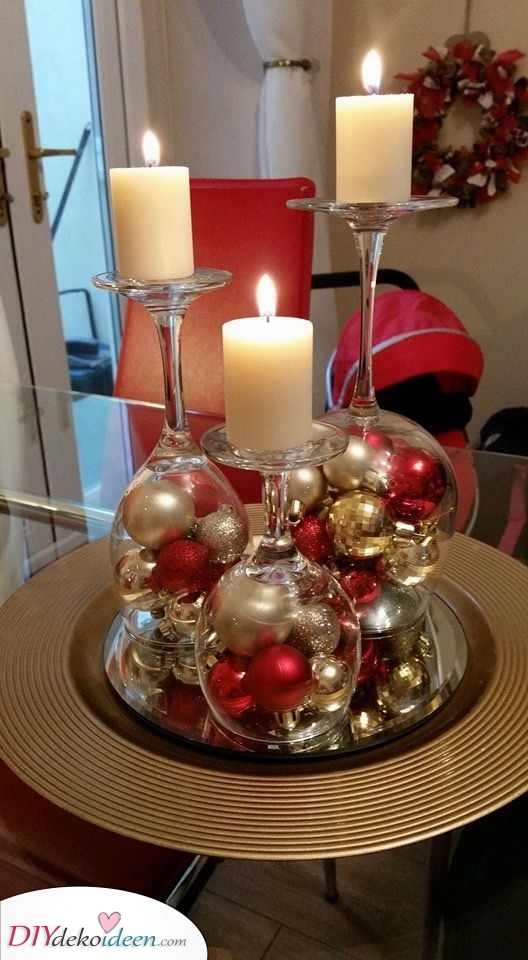 Wiederverwendung von Weingläsern – Kerzen und Ornamente